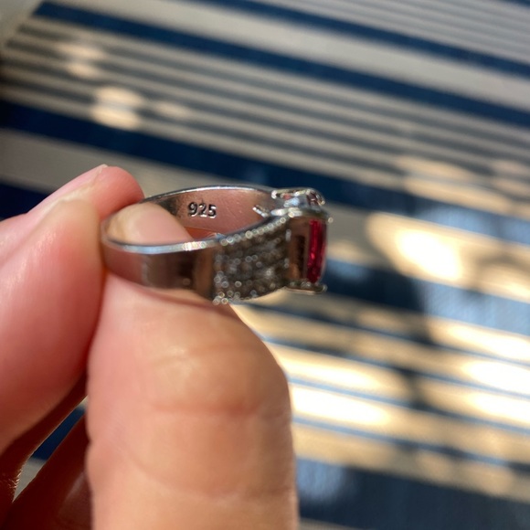 Silver 925 plated Pink Ruby stone Ring - Picture 2 of 5